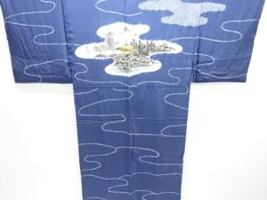 絞り霞取りに風景模様男物長襦袢